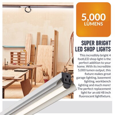 Newhouse Lighting 4 ft. Linkable LED Shop Light, 55 Watt/5K Lumens, Gray (NH-SHOP-M4FT)