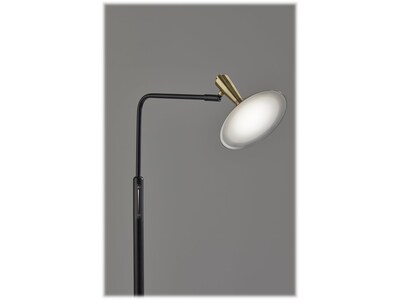 Adesso Lucas 54" Matte Black/Antique Brass Floor Lamp with Cone Shade (4263-01)