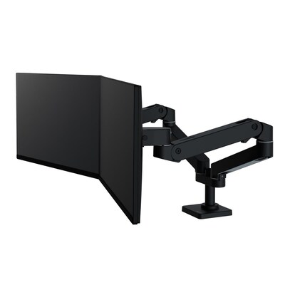 Ergotron LX Adjustable Dual Desk Monitor Arm, Up to 27, Black (45-686-293)