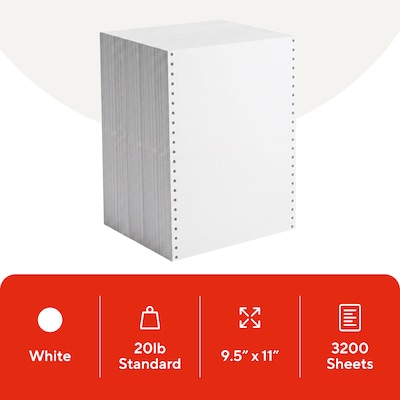 Staples® 9.5 x 11 Continuous Paper, 15 lbs., 100 Brightness, 3200/Carton (25514/177097)