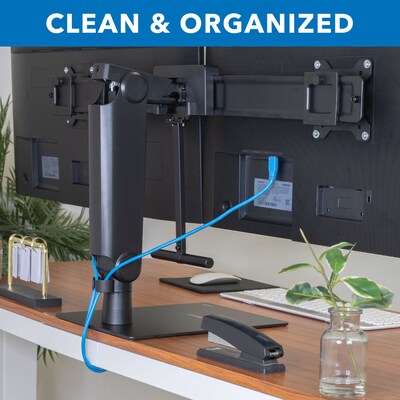 Mount-It! Height Adjustable Dual Monitor Arm, Freestanding Mount, Fits 17"-32" Monitors, Black (MI-2758)