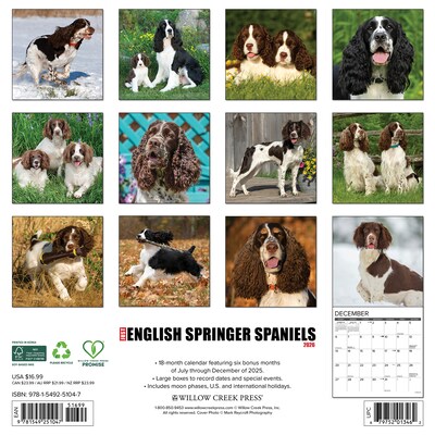 2026 Willow Creek English Springer Spaniels 12 x 12 Monthly Wall Calendar (51047)