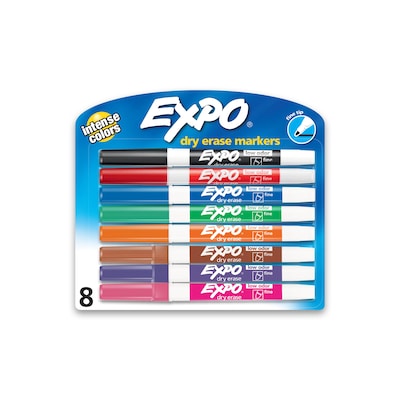 Magnetic Dry Erase Marker, Fine Bullet Tip, Assorted Colors, 8/Pack