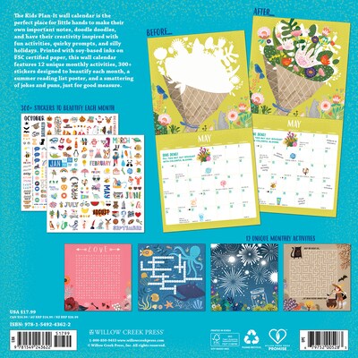 2025 Willow Creek Kid’s Plan It Activity 12 x 12 Monthly Wall Calendar (43622)