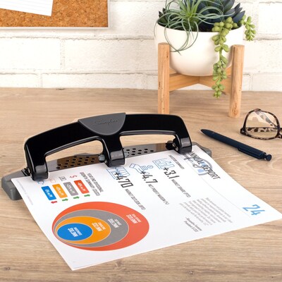 Swingline® SmartTouch™ Low Force 3-Hole Punch, 12 Sheet Capacity, Black/Gray (A7074134)