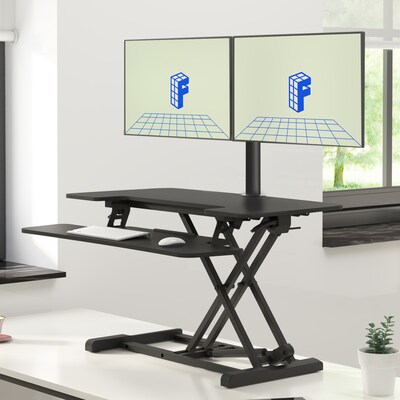 FlexiSpot Adjustable Dual Monitor Arm Mount for Sit-Stand Riser, Up To 30" Monitor, Black (D1D-E)