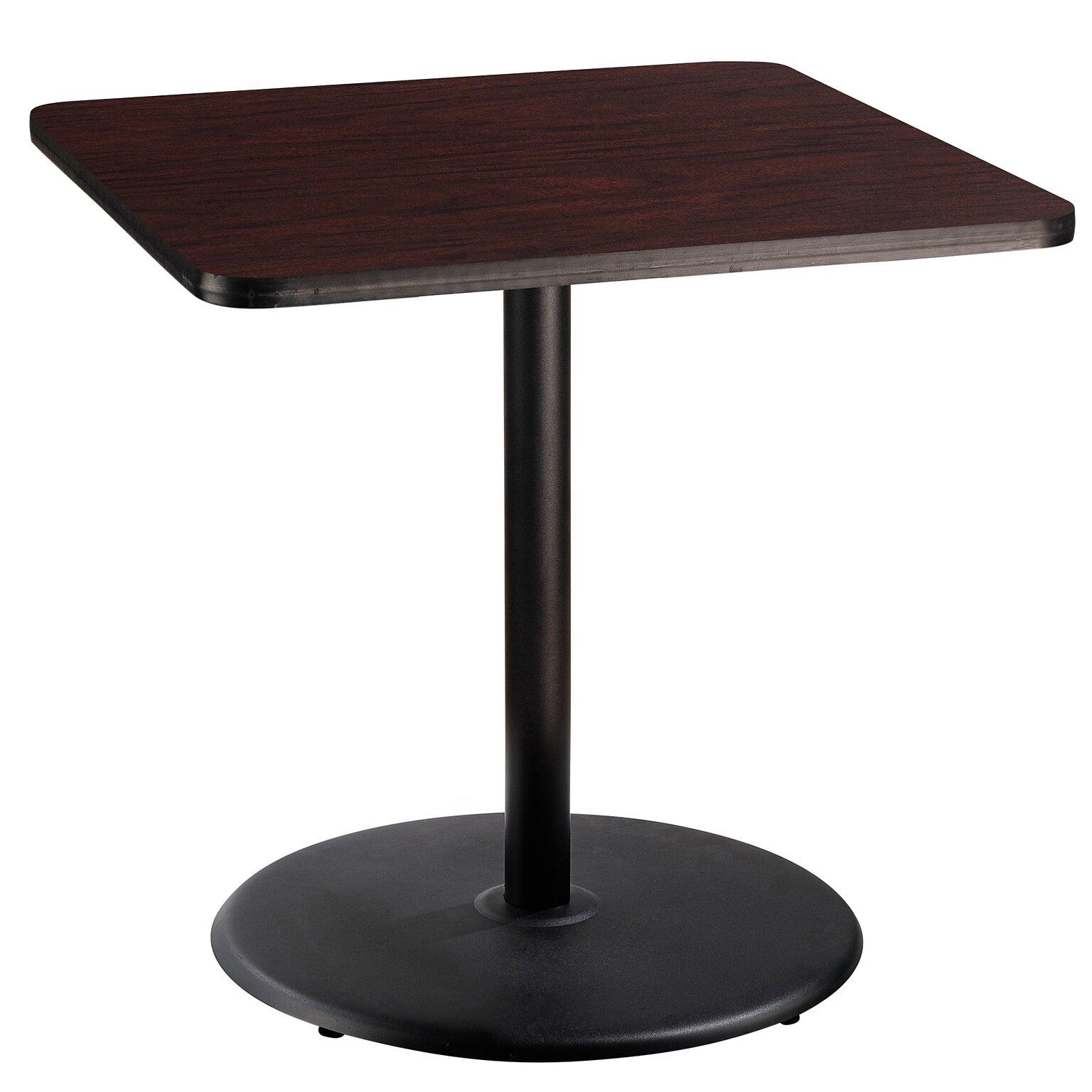 NPS CT Series 36 Square 36 Height Cafe Table, Round Base, Black Frame/Mahogany Top (CT33636RCPBTMMY)