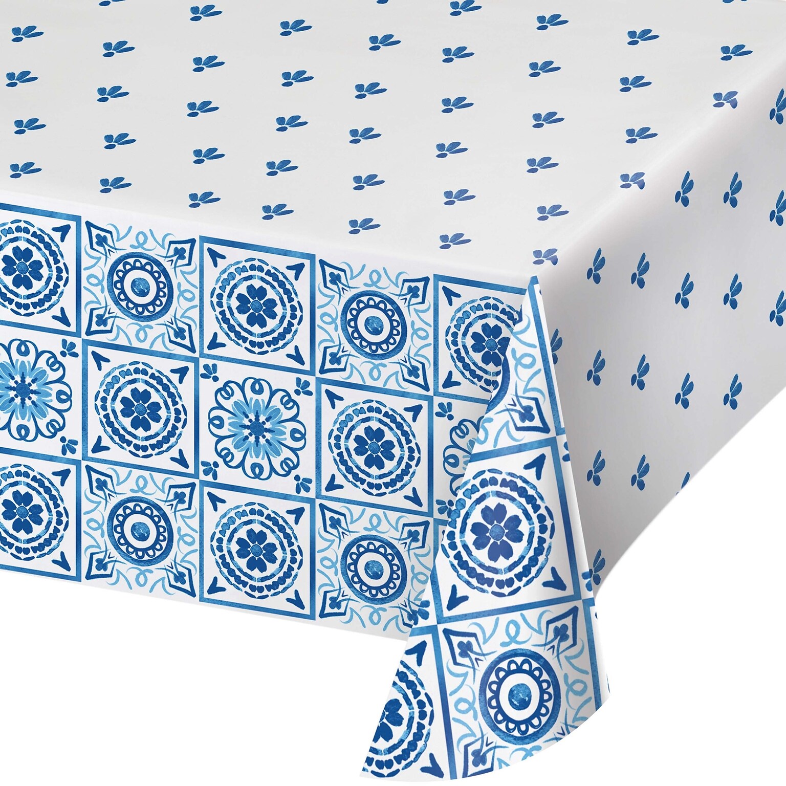 Creative Converting Blue Willow Tablecloth, Blue/White, 4/Pack (DTC365102TC)