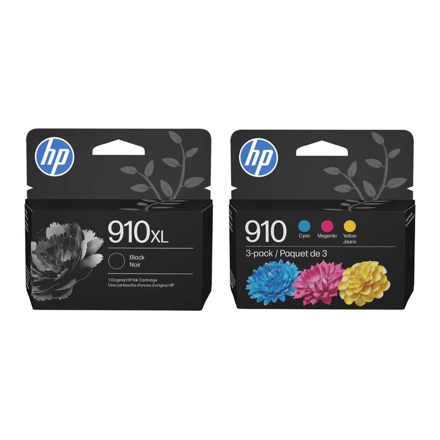 HP 910XL Black and 910 Cyan, Magenta, Yellow Standard Yield Ink Cartridge, 2-Pack