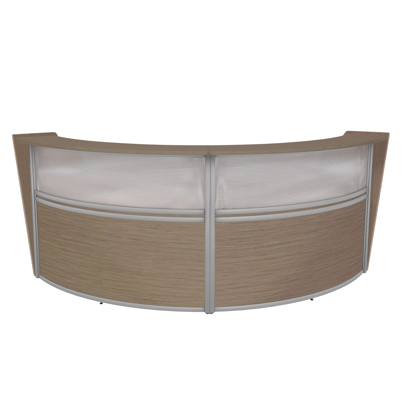 Regency Marque 124.25W Curved Plexi Double-Unit Reception Desk Workstation, Noble Oak (77312NO)