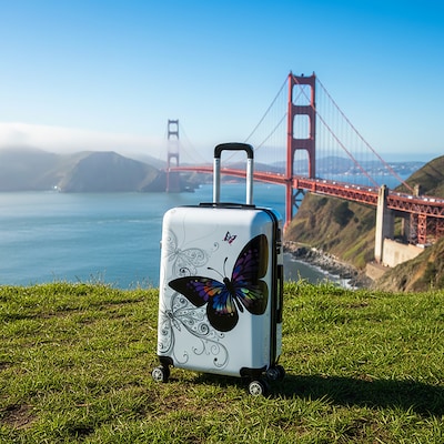 InUSA 24" Hardside Butterfly Suitcase, 4-Wheeled Spinner, TSA Checkpoint Friendly, Butterfly (IUAPC00M-BUT)