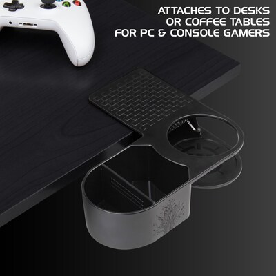 Enhance Clip On Desk Cup Holder with Storage, Black (ENUNCSM100BKWS)