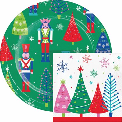 Say Hooray! Joyful and Jolly Paper Plates and Napkins Kit, Multicolored, 48/Pack (DTC9404E2G)