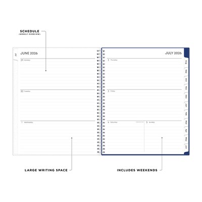 2026-2027 Blue Sky Color Block Blue Frosted 8.5 x 11 Academic Weekly & Monthly Planner, Plastic Cover (156066-A27)