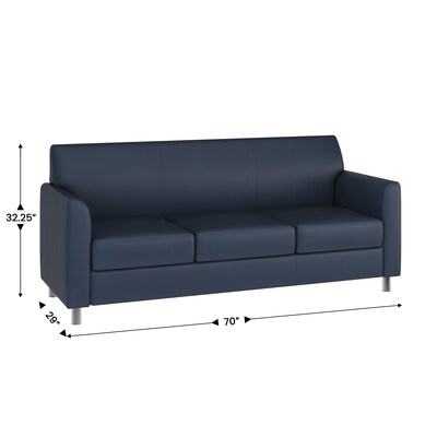Flash Furniture Hercules Diplomat LeatherSoft Sofa, Navy/Chrome Legs (BT8273NVYCHR)