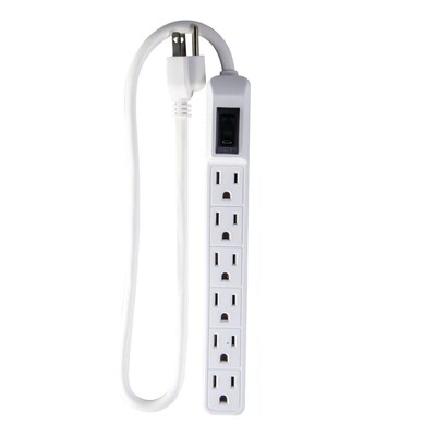 Power by GoGreen 6 Outlet Mini Surge Protector, 2 Cord, White (GG-16103MIN)