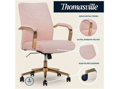 Thomasville Furniture Jolie Ergonomic Fabric Swivel Desk Chair, Blush (60068-BLSH)