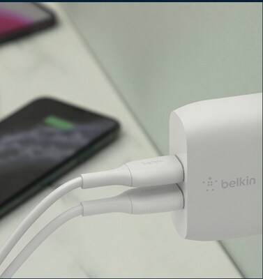 Belkin BoostCharge Dual 24W USB-A Wall Charger, White (WCB002DQWH)