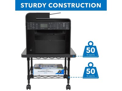 Mount-It! 2-Shelf Laminate/Steel Mobile Printer Stand with Dual Wheel Casters, Black (MI-7857)