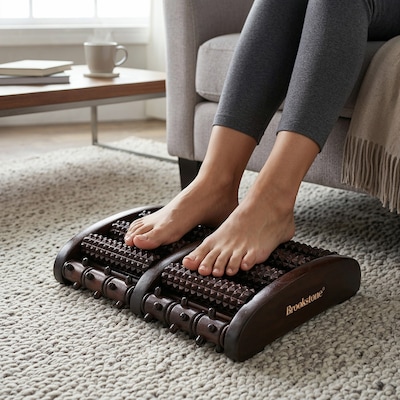 Brookstone Large Wooden Foot Massager, Brown (WL1171-BRA)