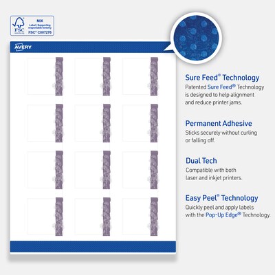 Avery Laser/Inkjet Square Multipurpose Labels, 2" x 2", White, 120/Pack (S00F4M)