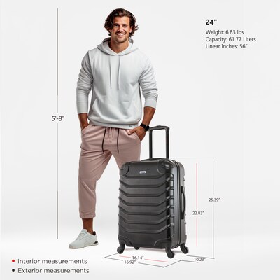 InUSA Endurance 25.39" Hardside Suitcase, 4-Wheeled Spinner, TSA Checkpoint Friendly, Black (IUEND00M-BLK)