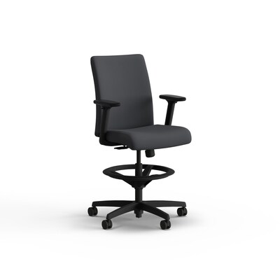 HON Ignition Vinyl Drafting Chair with Backrest and Footrest, Basalt (HITS5.A.H.U.SX23.T.SB)