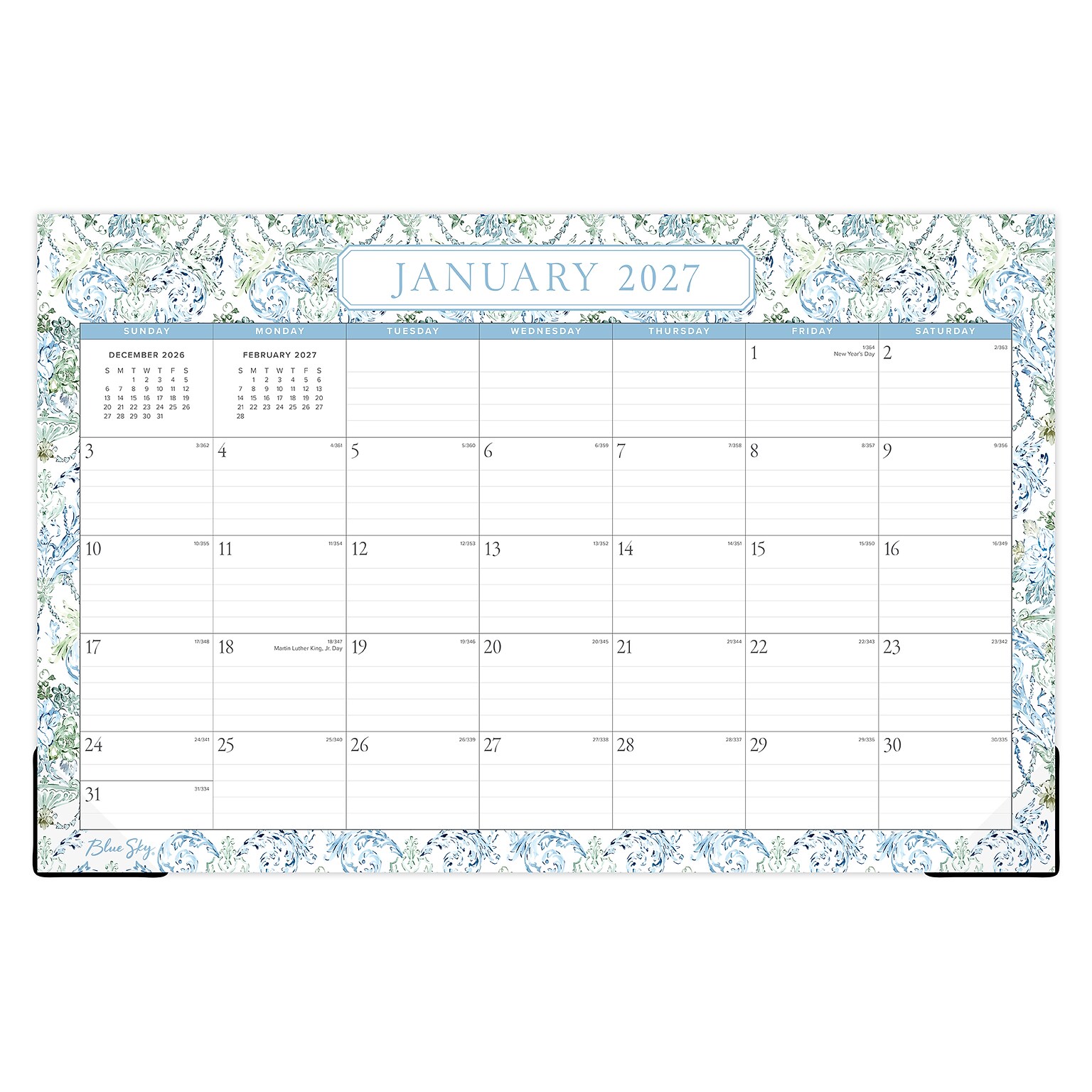 2027 Blue Sky 17 x 11 Monthly Desk Pad Calendar, White/Blue (160303)