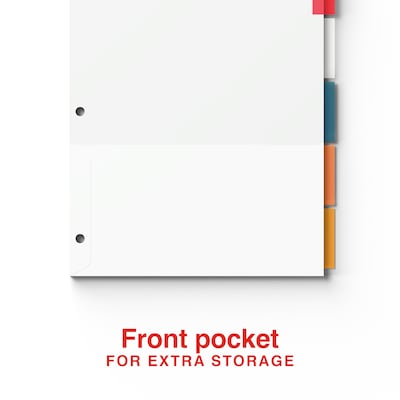 Staples Insertable Paper Dividers, 5-Tab, Customizable Binder Dividers for Office & School