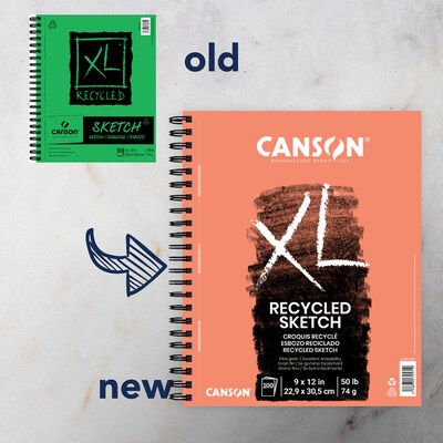 Canson XL Series 9" x 12" Wire Bound Sketch Pad, 100 Sheets/Pad, 2/Bundle (MCXC100510922-2)