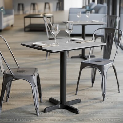 Flash Furniture Acadia Wooden Dining Table with X-Base, 23.75"D x 29.75"W, Gray Faux Concrete/Black Base (ST2430CGT2222)