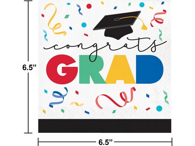 Creative Converting Cap Toss Graduation Napkin, Multicolor, 48/Pack (DTC369875NAP)