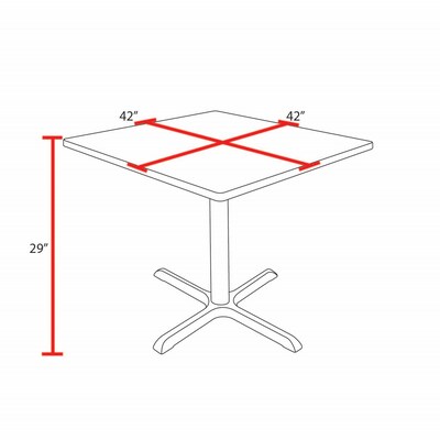 Regency 42" Square Table with Cain Base & 4 Zeng Stack Chairs, Gray (TB4242GY44GY)