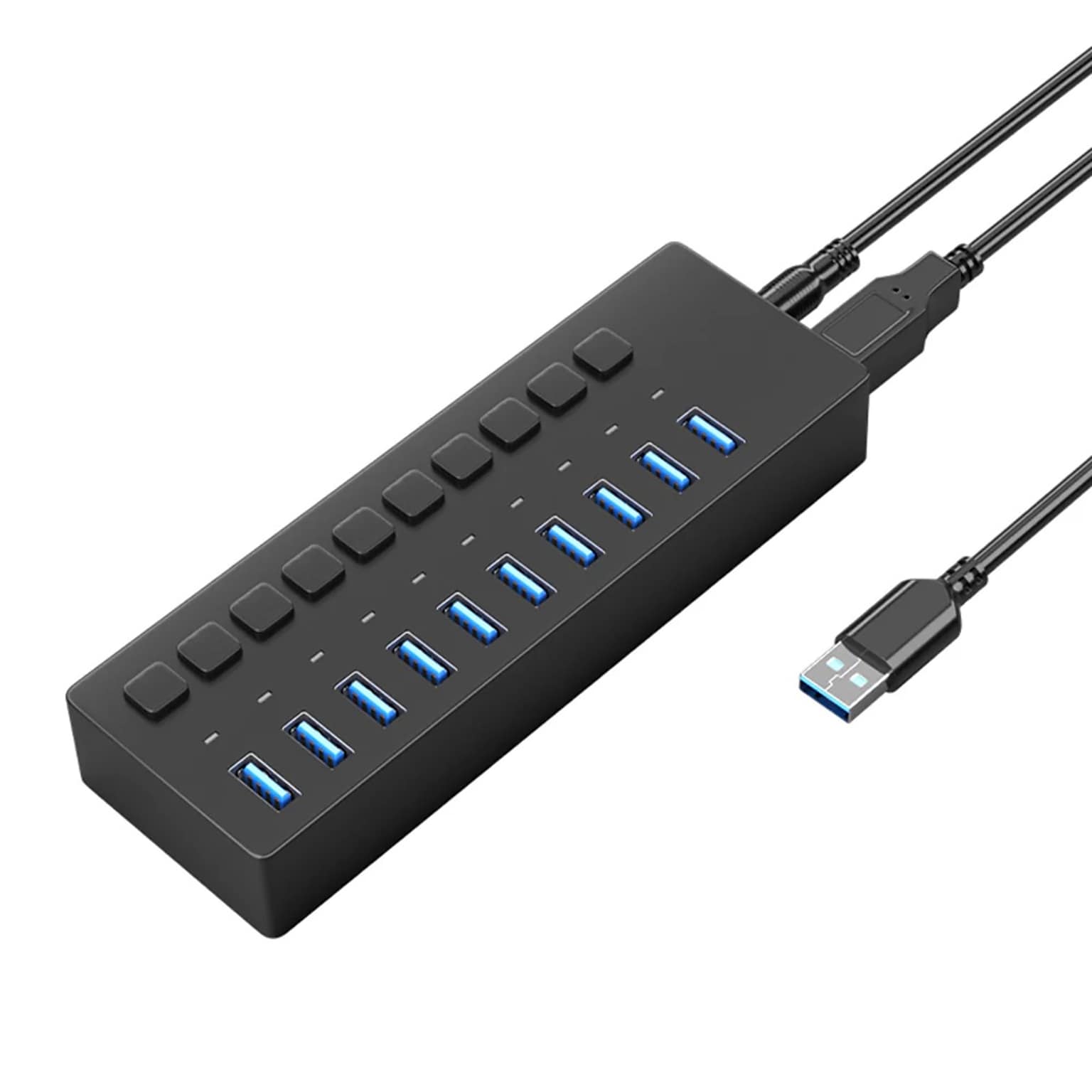 4XEM 10-Port USB 3.0 Power Switch Data Transfer Hub, Gray (4XH710)