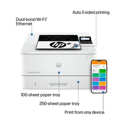HP LaserJet Pro 4001dwe Wireless Printer, Fast, Mobile Print, Secure, Requires Internet, Best for Sm