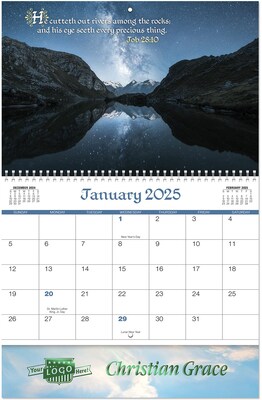 Luxe Christian Grace Spiral Wall Calendar