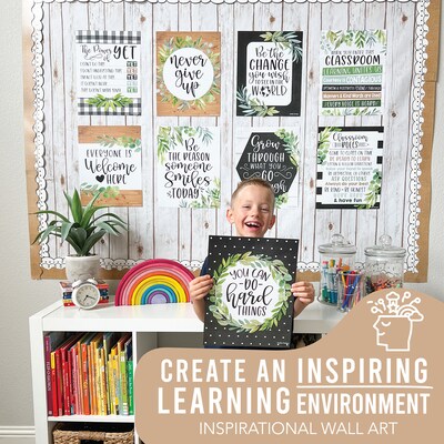 Hadley Designs 14" x 11" Boho Farmhouse Growth Mindset Classroom Decor Posters, 9/Set (HDDX004A2EQMD)