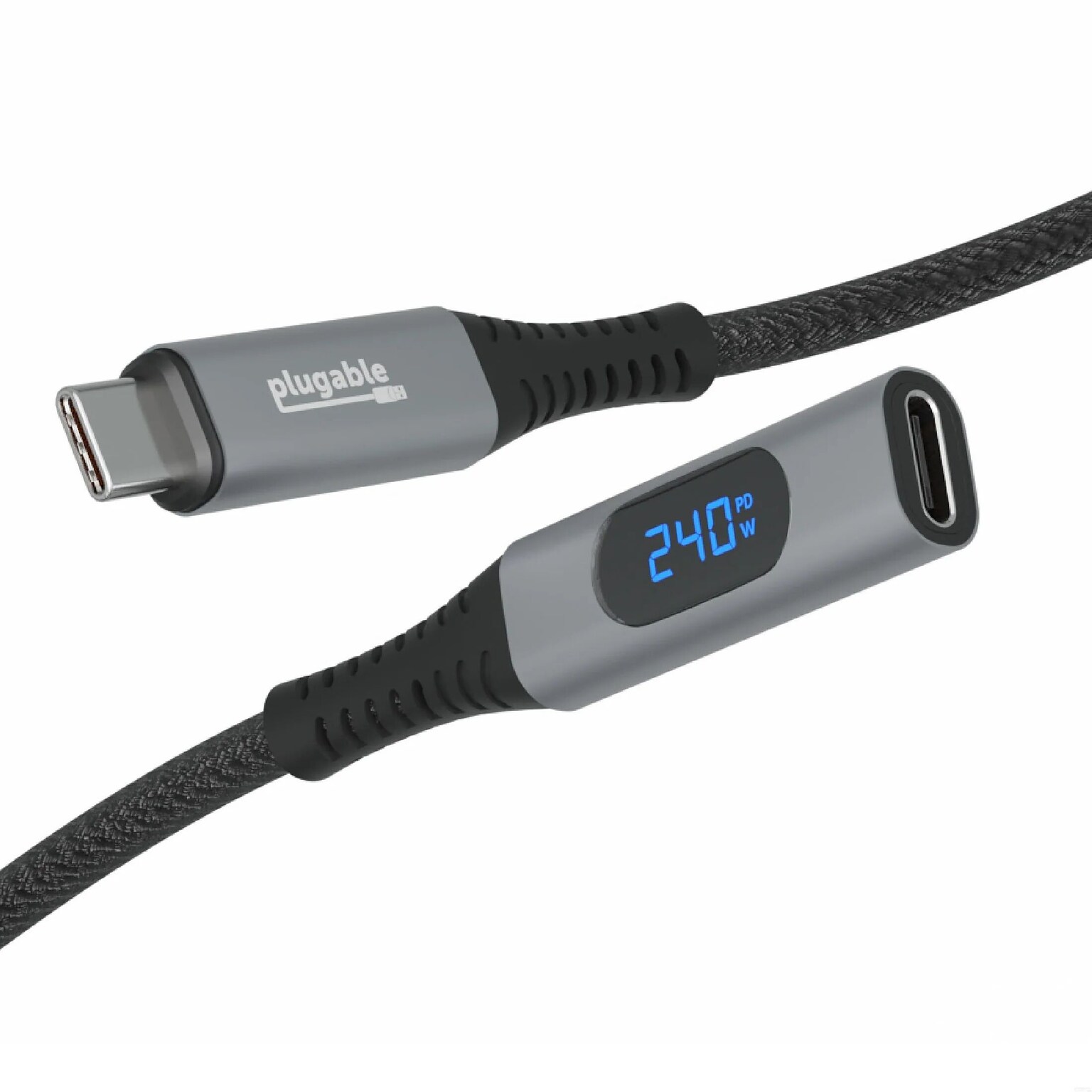 Plugable 3.3 USB C Extension Cable with Built-in Multimeter Tester (USBC-METER3-1MF)