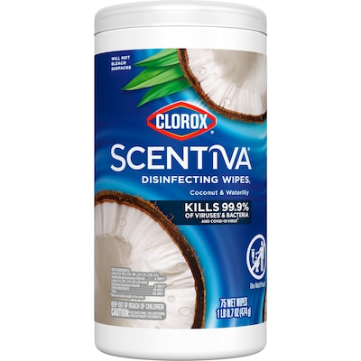 Clorox Scentiva Disinfecting Wipes, Pacific Breeze & Coconut Scent, 75 Wipes/Container (60037)