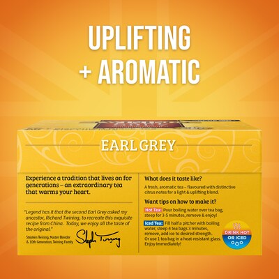 Twinings Earl Grey Black Tea Bags, 3.53 oz., 50/Box (TNA82221)