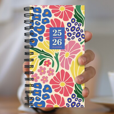 2025-2026 TF Publishing Floral Medley 3.5" x 6.5" Academic Year Weekly & Monthly Planner, Paperboard Cover, Multicolored