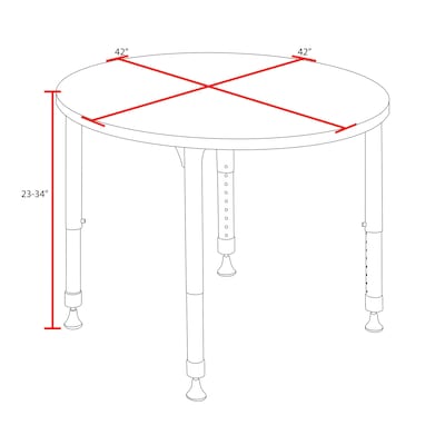 Regency 42" Round Activity Table, Height Adjustable, Mahogany (TB42RNDMHAPBK)