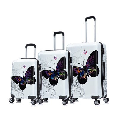 InUSA Hardside Butterfly Suitcase, 4-Wheeled Spinner, TSA Checkpoint Friendly, Black Butterfly (IUAPCSML-BBU)