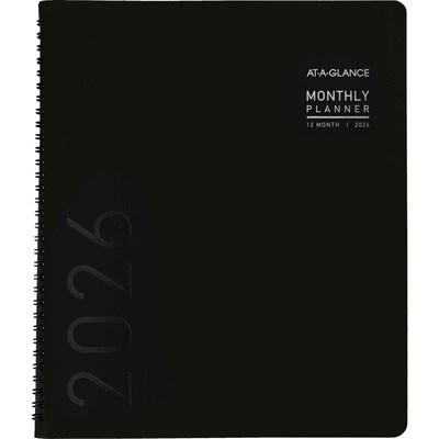 2026 AT-A-GLANCE Contemporary 9" x 11" Monthly Planner, Faux Leather Cover, Black (70-260X-05-26)