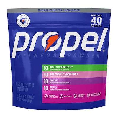 Propel Sugar-Free Variety Pack Drink Mix Powder Packets , 4.4 oz., 40/Pack (QUA49683)