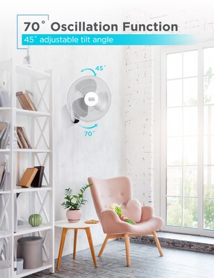 Black & Decker 16" Oscillating Wall Fan, 3-Speed, White (BFWL16R)