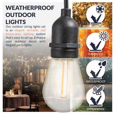 Newhouse Lighting Outdoor Weatherproof Commercial Grade LED String Lights with Hanging Sockets, Black (CSTRINGLED18)