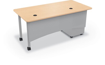 MooreCo 60"W Avid Modular Single Pedestal Instructor Desk, Fusion Maple (91774-7909-7909)