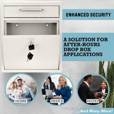 AdirOffice Wall-Mounted Steel Key Lock Drop Box Interoffice Mailbox, White (631-05-WHI)