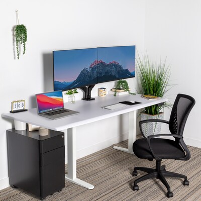 Mount-It! Dual Motor 72W Electric Adjustable Standing Desk, White (MI-18124)